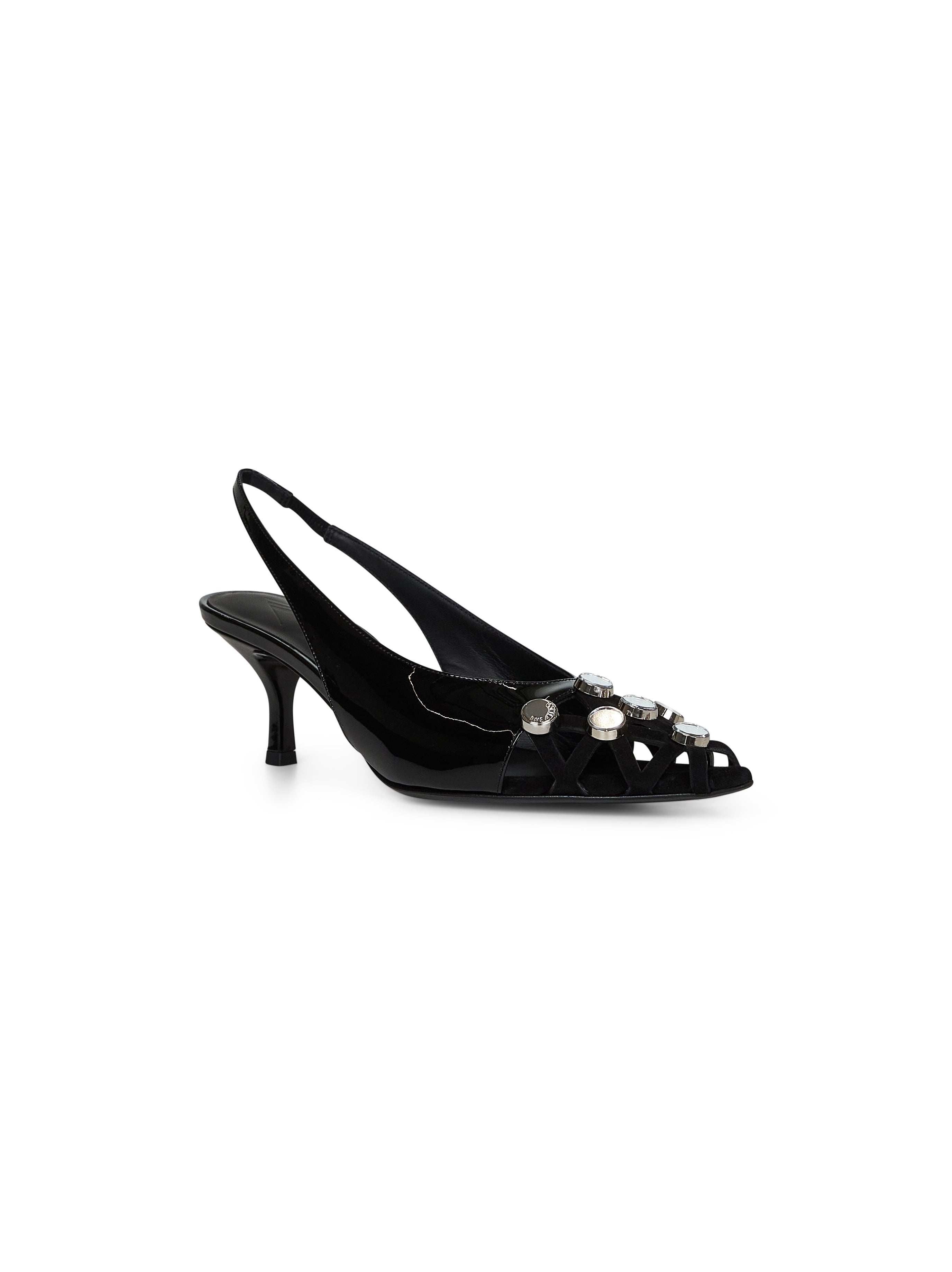 Black patent leather and suede '"Fiona'" slingback pumps - 2