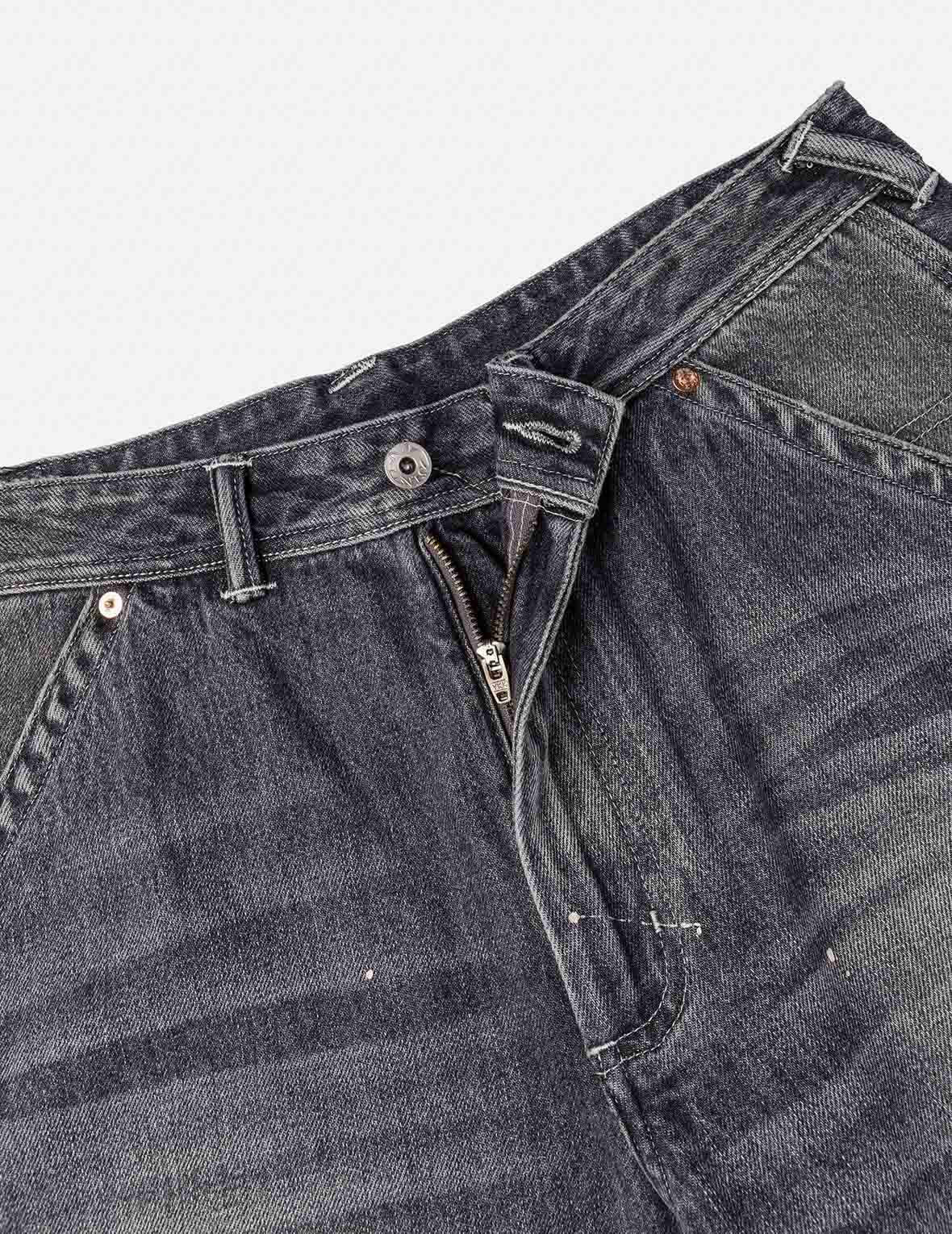 Washed and Distressed Daicock Print Relax Fit Jeans - 8