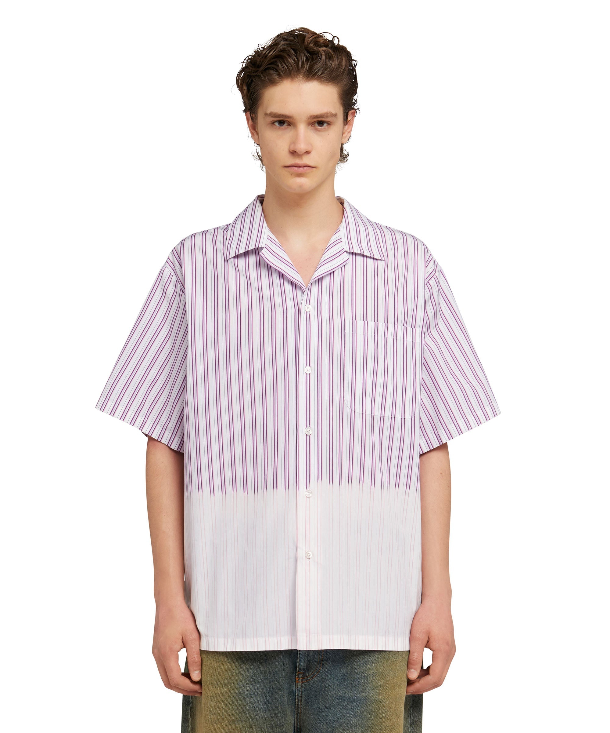 Poplin bowling shirt with faded treatment - 2