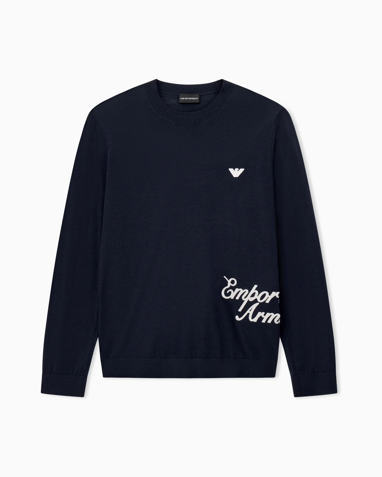 VIRGIN WOOL SWEATER WITH EMBROIDERED LOGO - 1