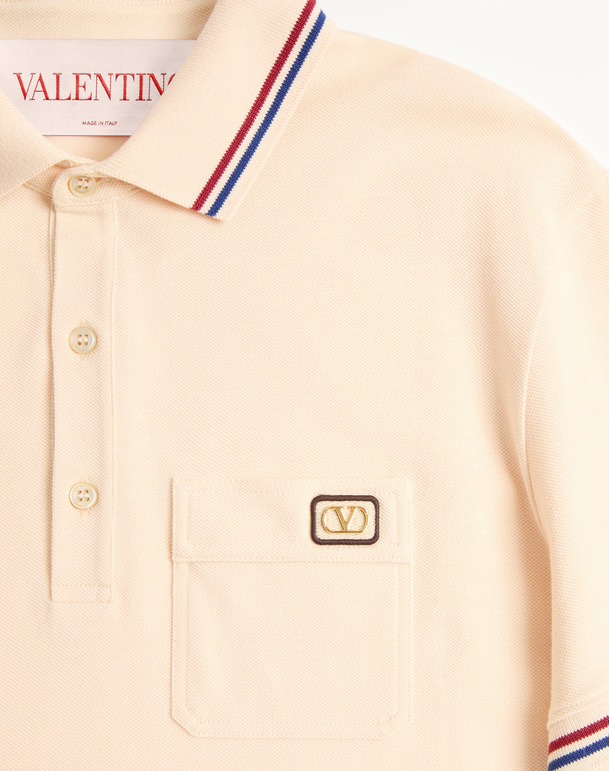 COTTON PIQUÉ POLO SHIRT WITH VLOGO PATCH - 9