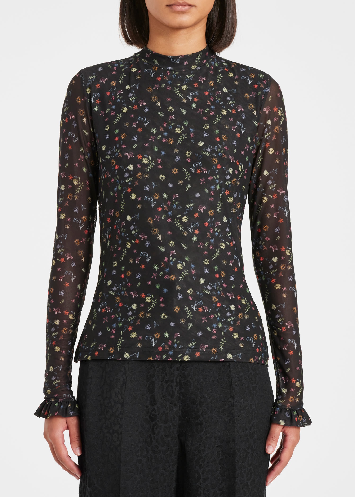 Black Mesh 'Doodle' Top - 3