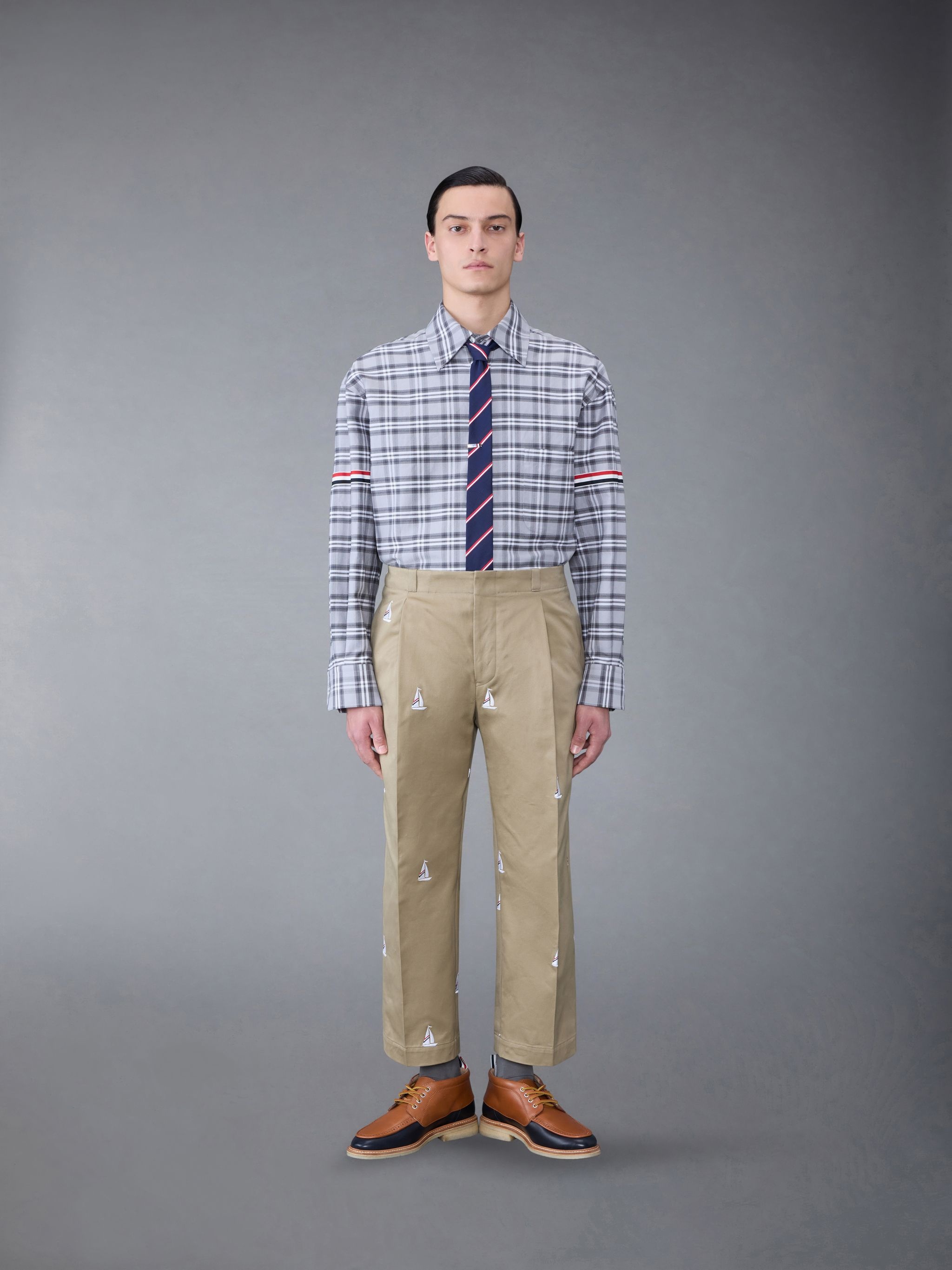 Prince of Wales Check Twill Armband Oversized Shirt - 4
