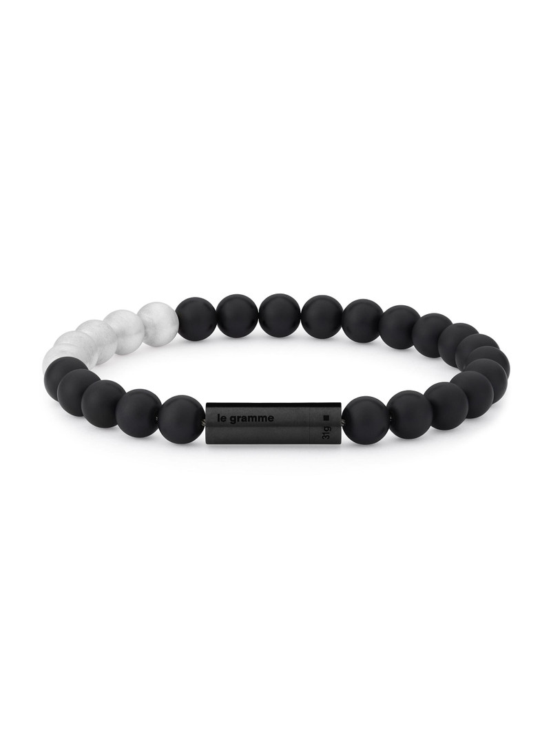 Men's Unisex 31G Brushed Black Ceramic, Stainless Steel, & Titanium Beaded Bracelet - Black 1