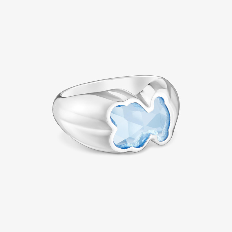 TOUS Medium silver Ring with laboratory-grown blue spinel Icon Color LGG outlook