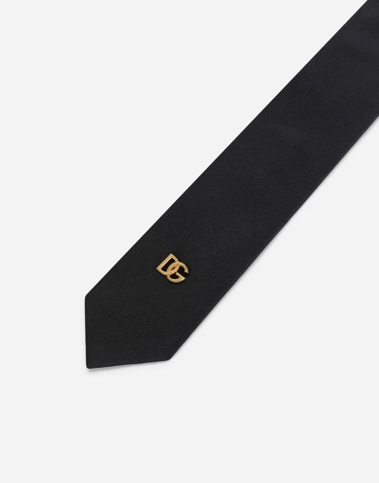 6-cm silk blade tie with metal DG logo - 4