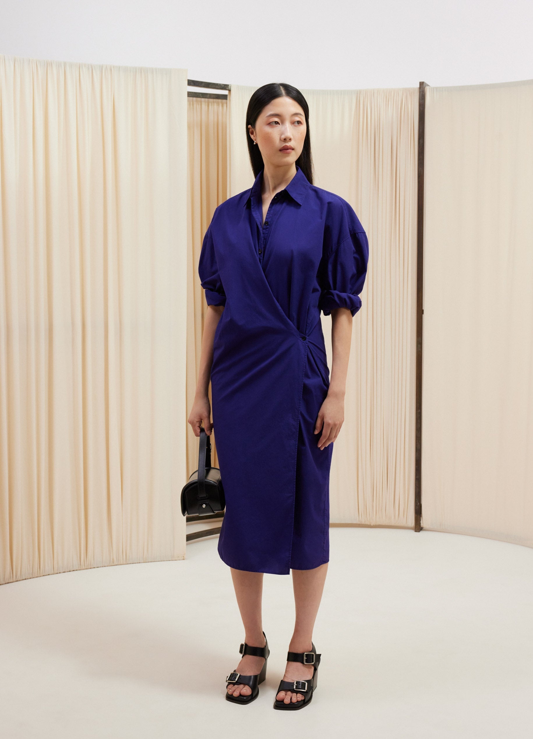 Lemaire｜DRESSES (STRAIGHT COLLAR TWISTED DRESS (DR1024 Buy Lemaire Straight Collar Twisted Dress 'Black' - DR1024