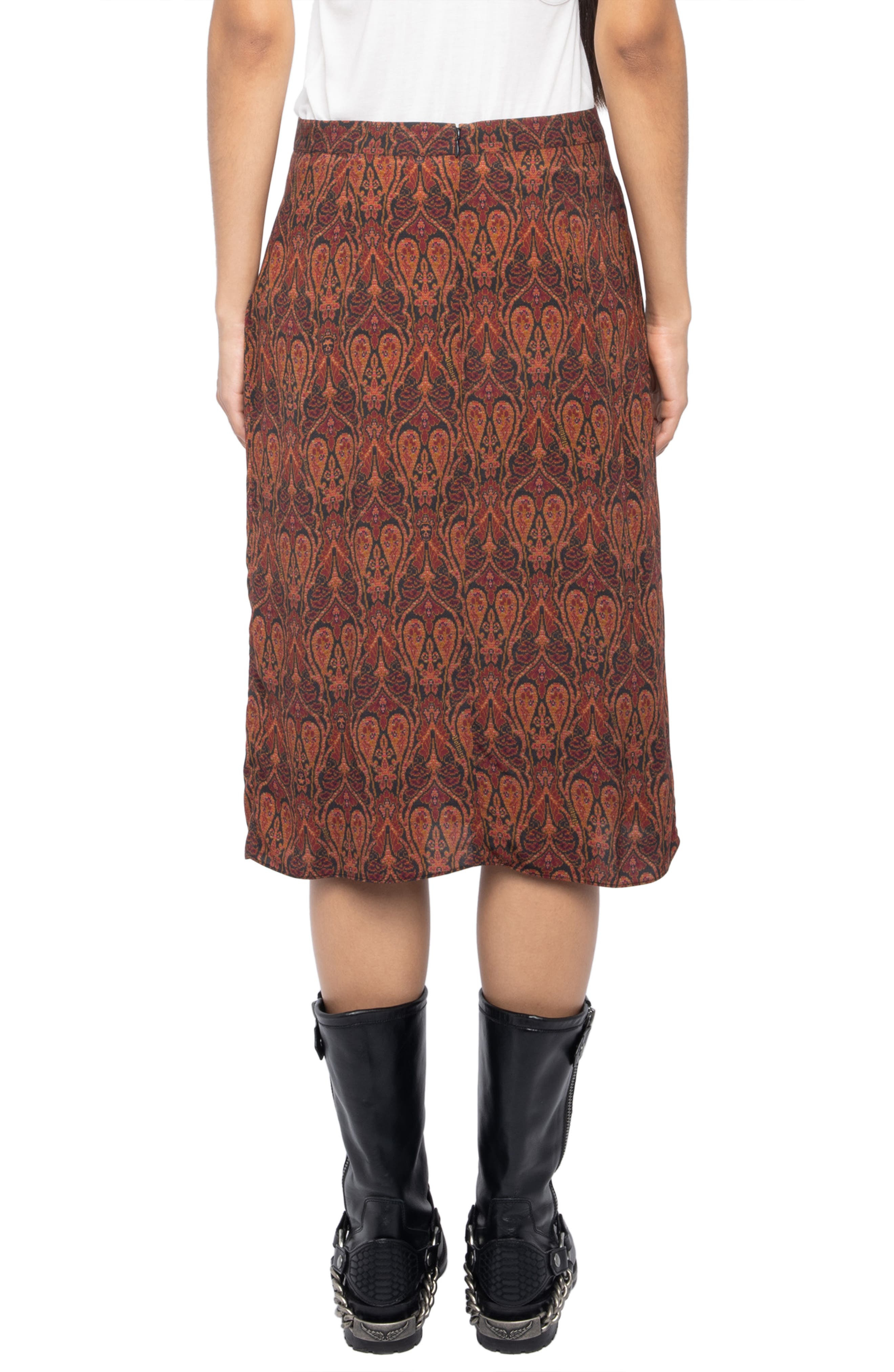 Zadig & Voltaire Julien Soft Paisley Pencil Skirt in Brown/Black at Nordstrom - 2