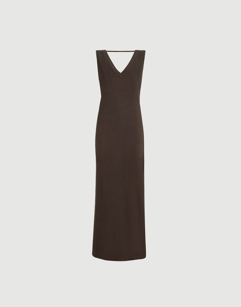 Cotton rib knit dress with monili 1