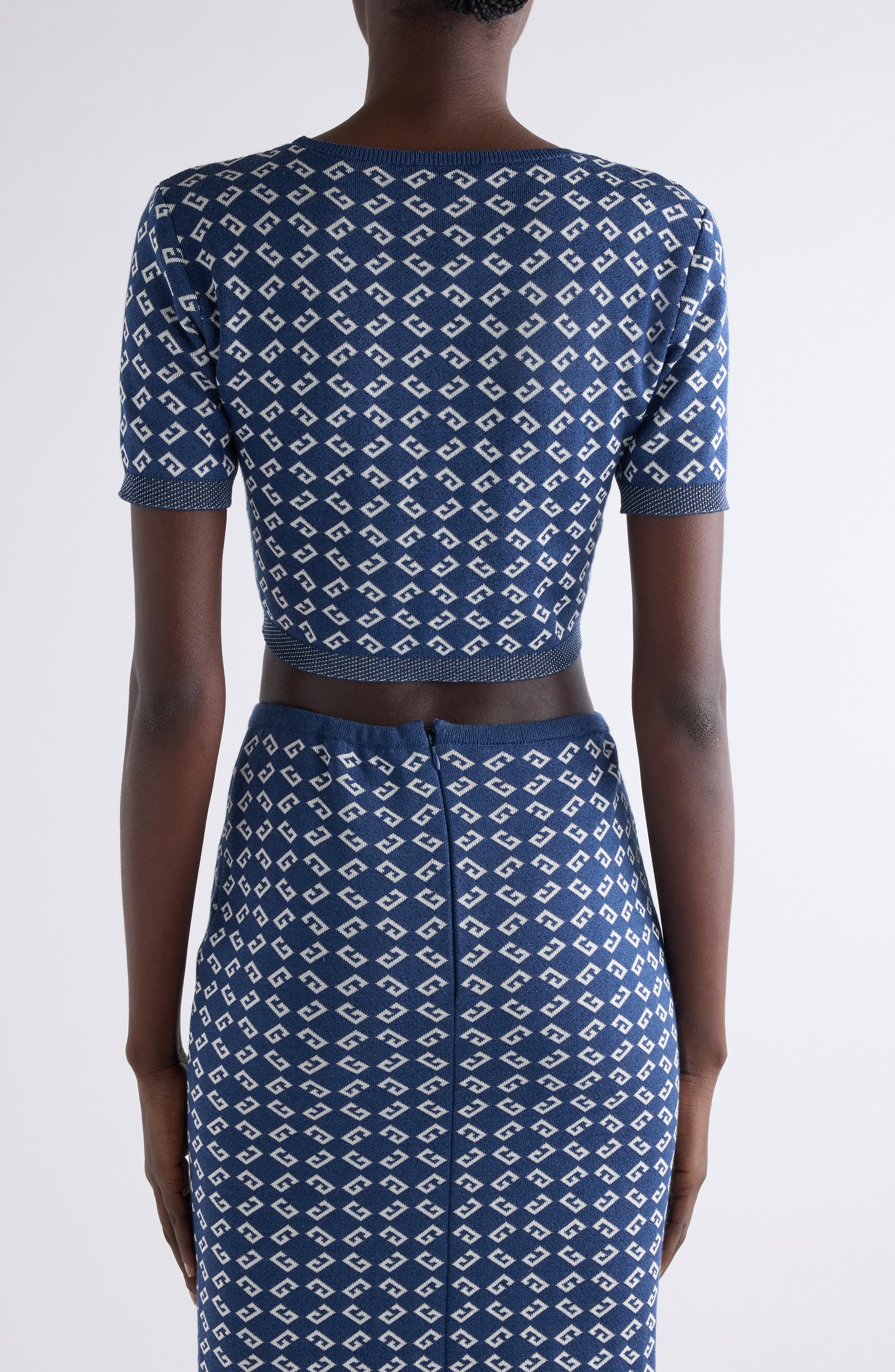 Givenchy Monogram 72 Jacquard Crop Crewneck Top in Denim Blue at Nordstrom - 3
