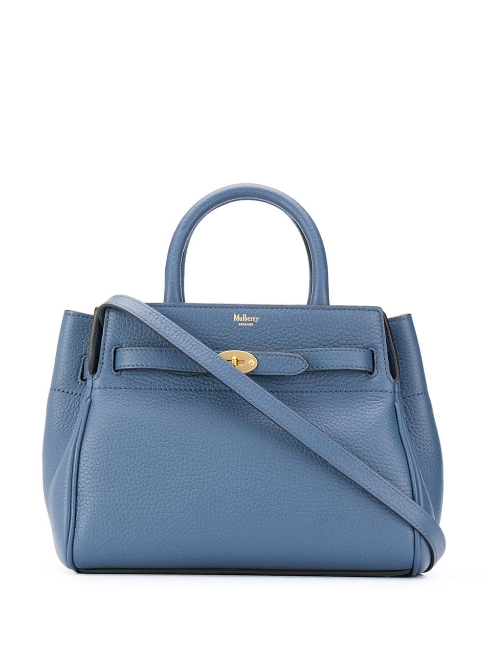 blue leather tote bag - 1