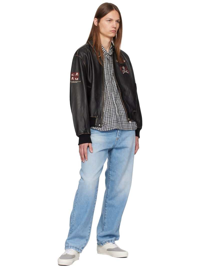 mastermind JAPAN Brown C2H4® Edition Embroidered-Logo Leather Jacket outlook