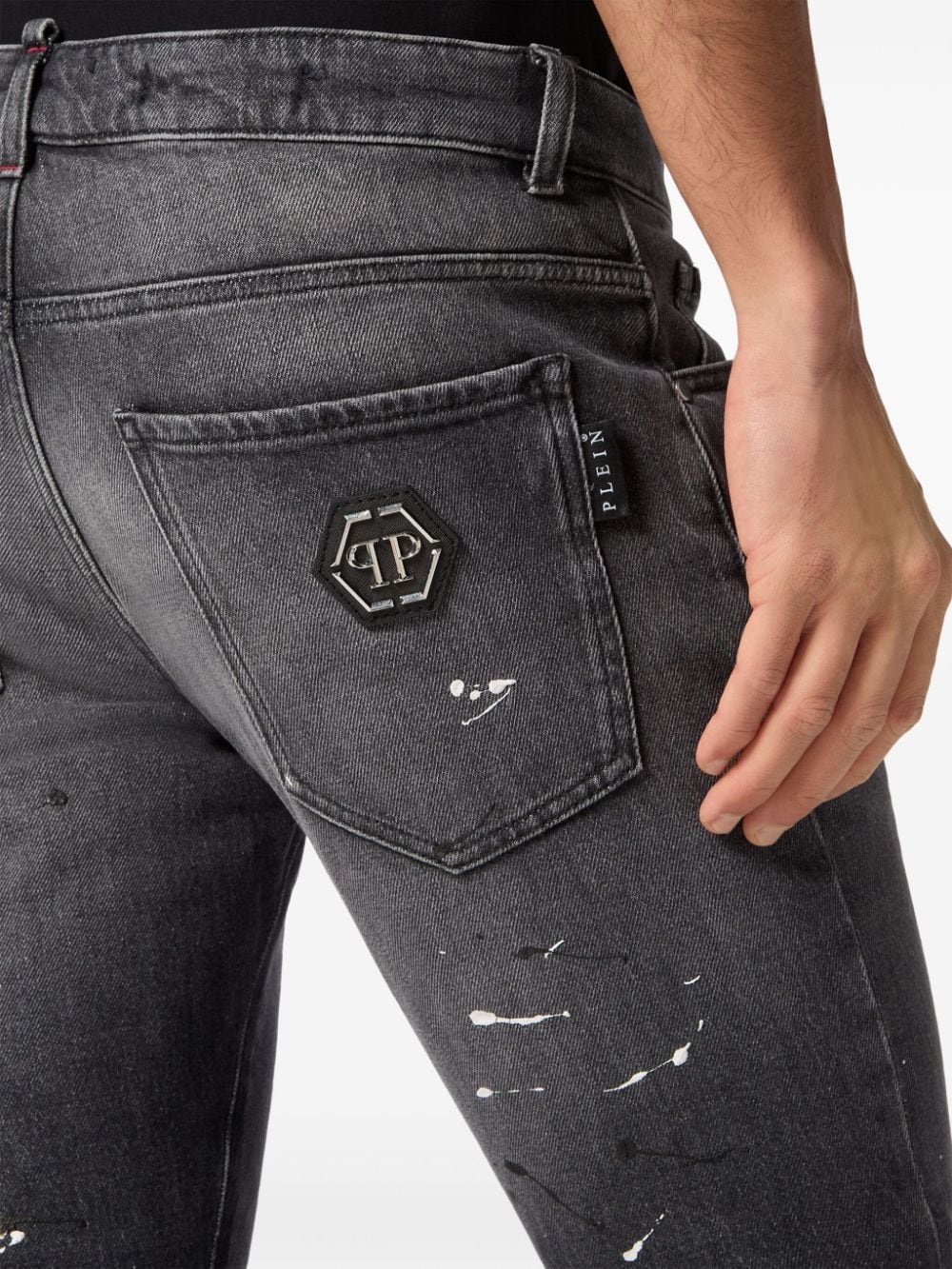 paint-splatter low-rise slim-fit jeans - 5