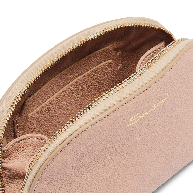 Pink tumbled leather pouch 3