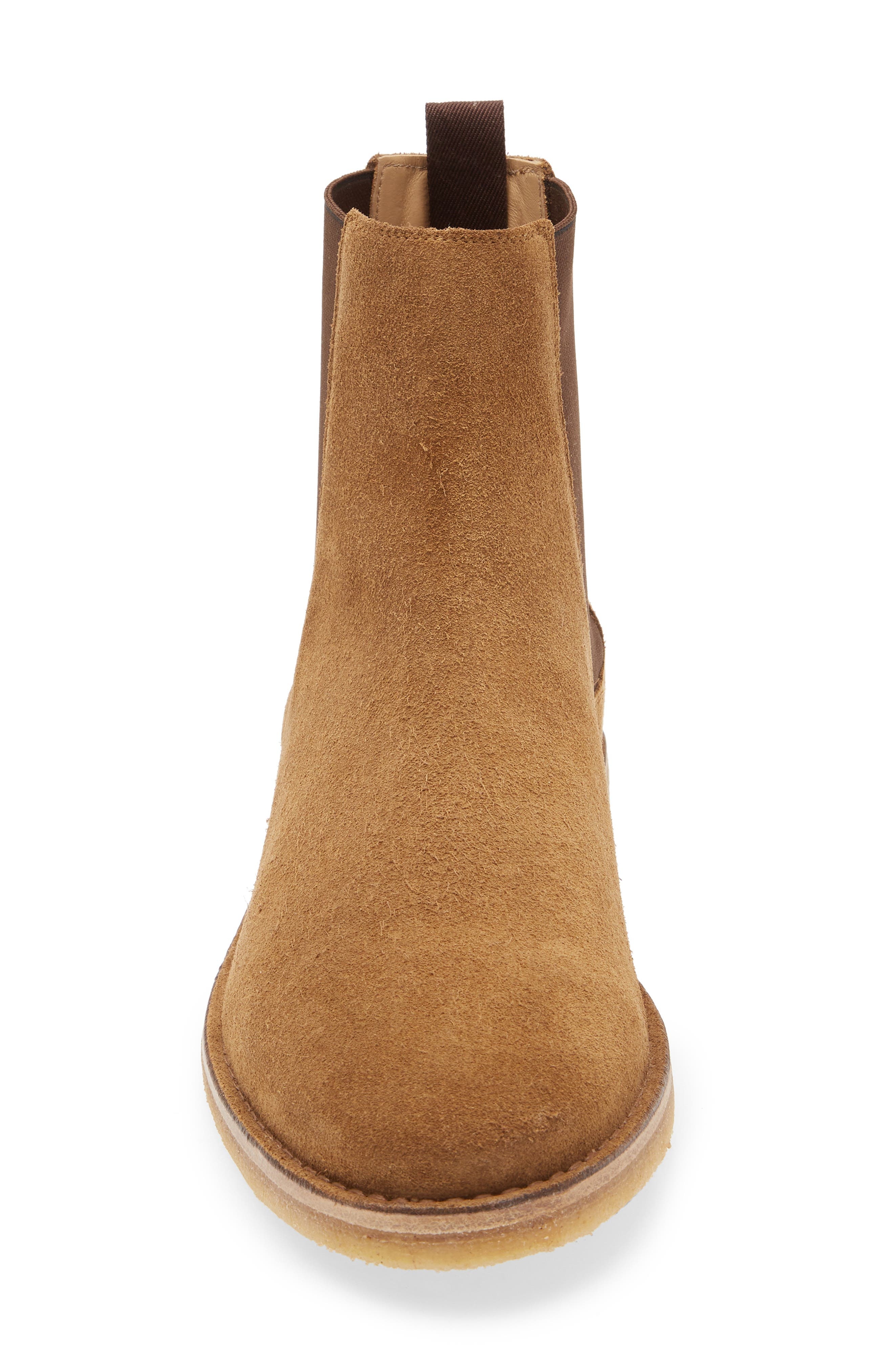 BOSS x Beckham Jareth Plain Toe Suede Chelsea Boot in Medium Beige at Nordstrom - 4