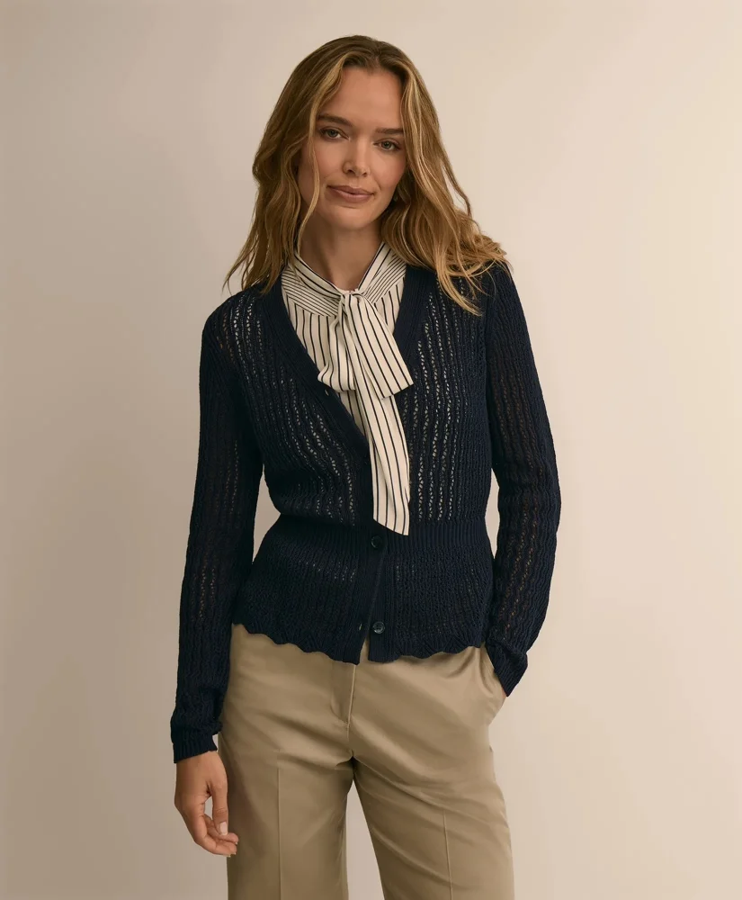 Cotton Pointelle Cardigan - 1