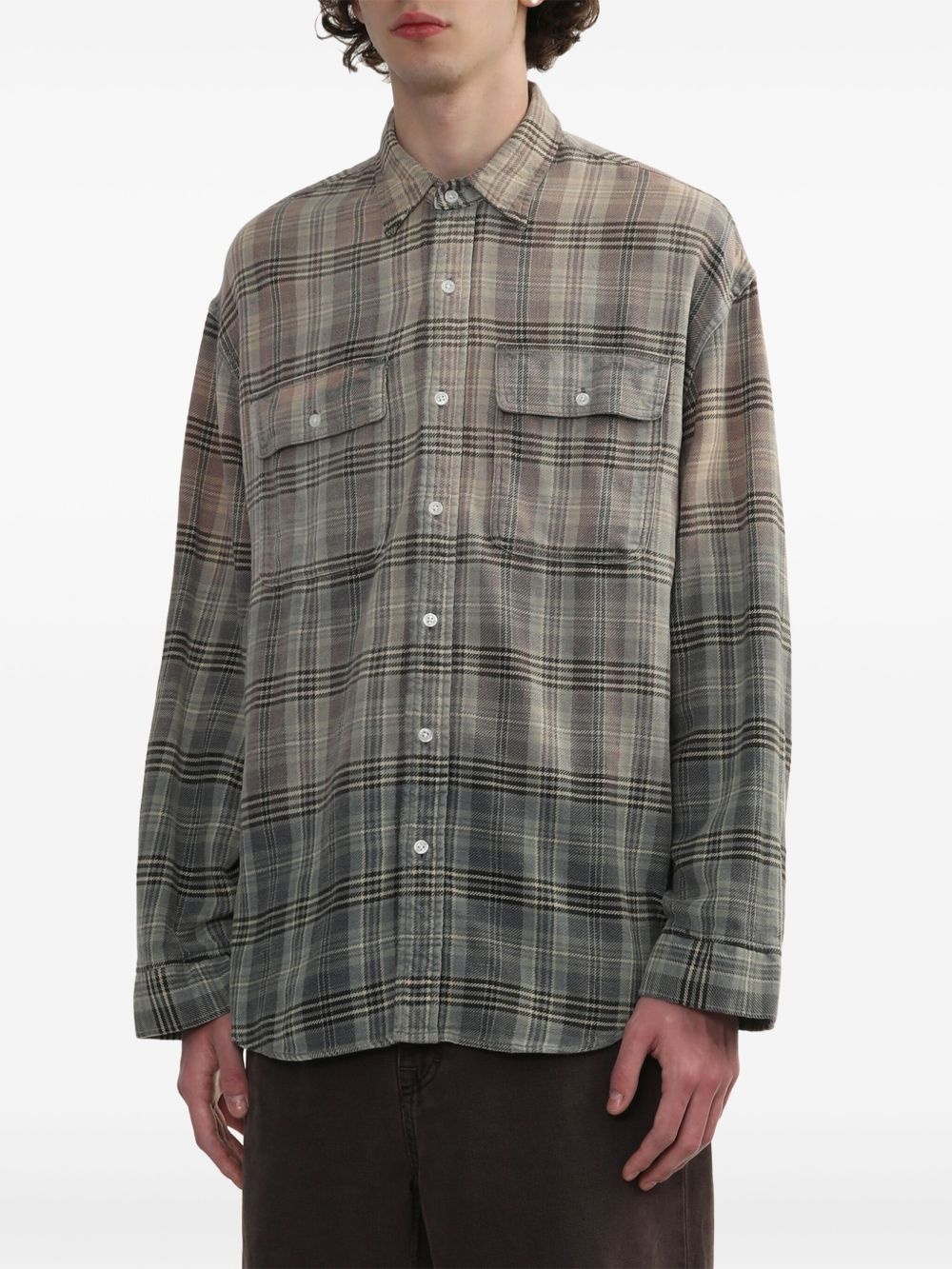 gradient-check cotton shirt - 3