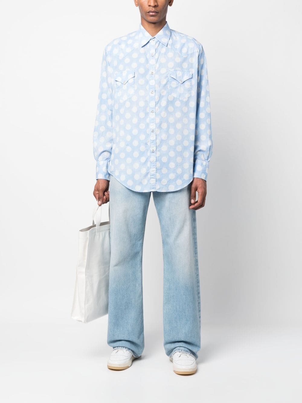polka-dot print cotton shirt - 2