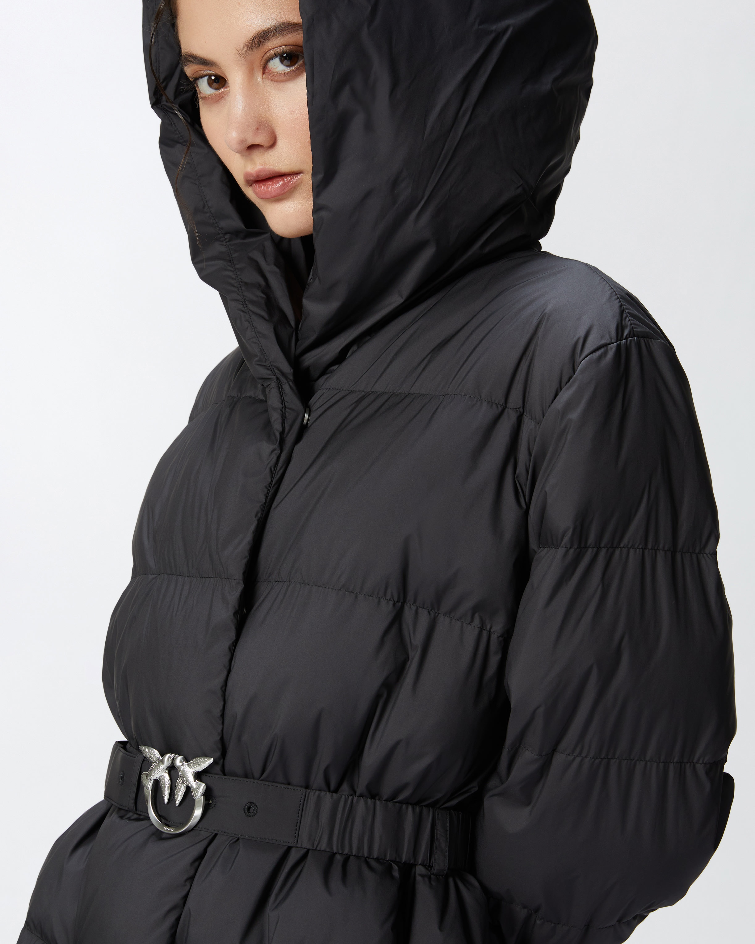 PADDED TECHNICAL CANVAS PEA COAT WITH BELT - 5