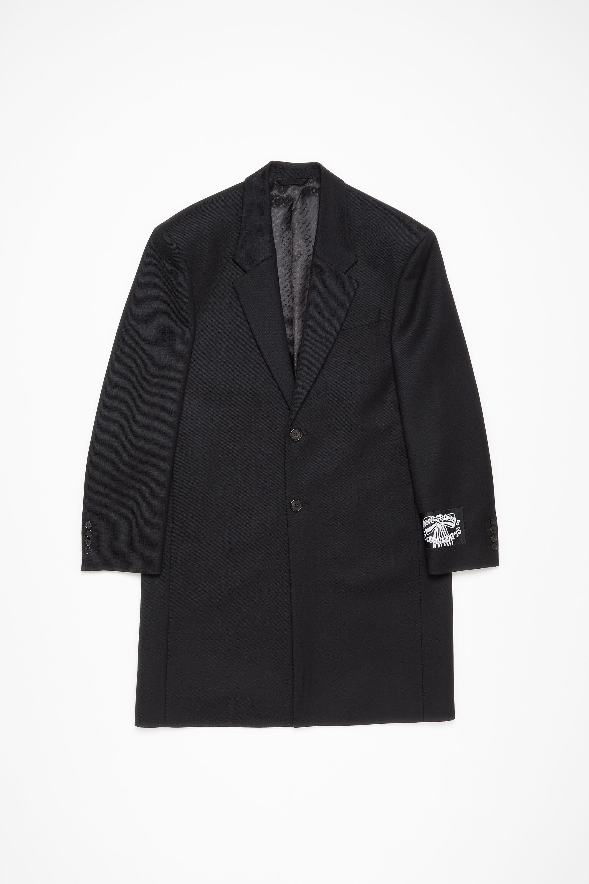 Single-breasted wool coat - Black - 8