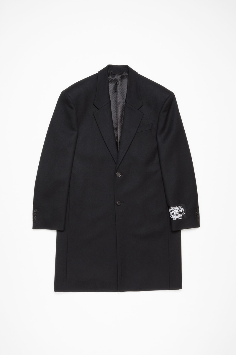 Single-breasted wool coat - Black 8