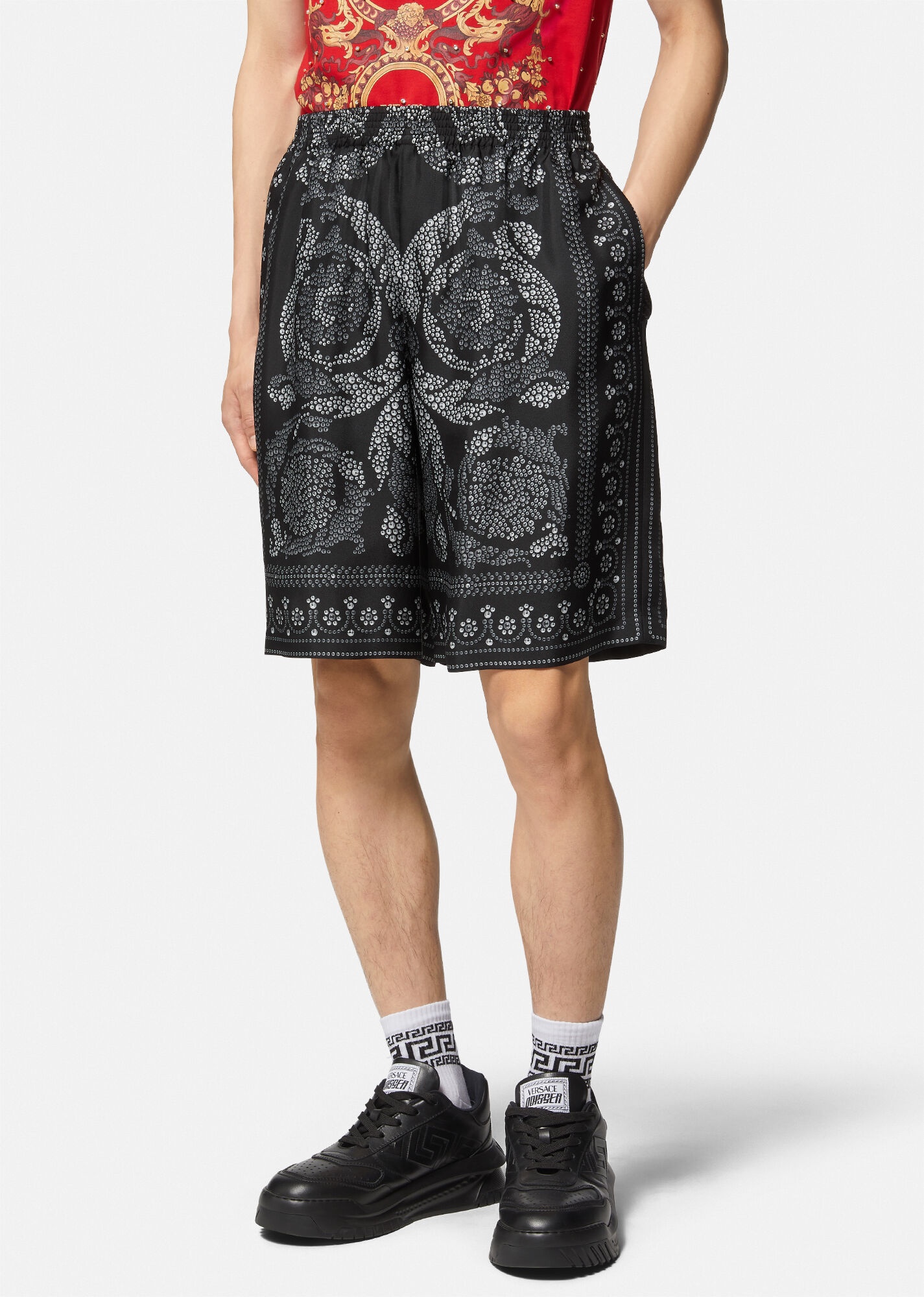 Barocco Silhouette Silk Shorts - 3