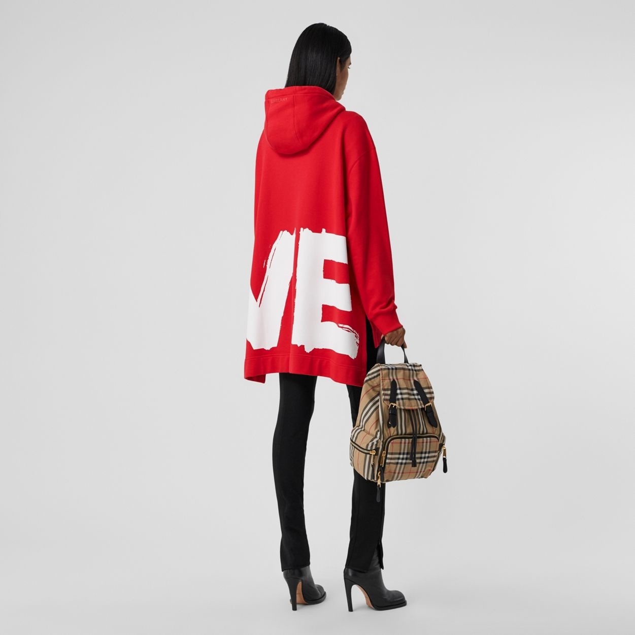 Love Print Cotton Oversized Hoodie - 7