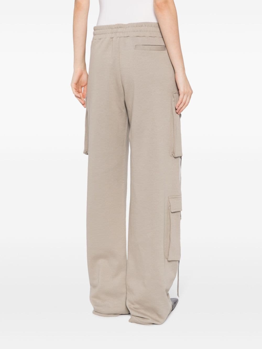 drawstring cotton cargo trousers - 4