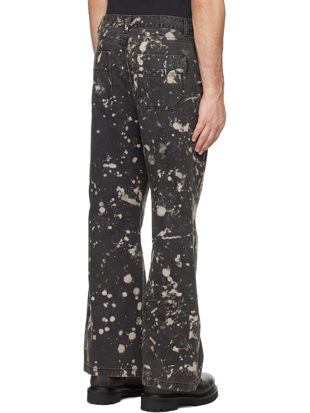 Black Paint Dyed Bootcut Jeans - 3