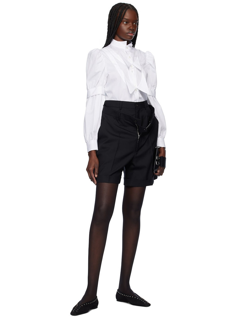 Noir Kei Ninomiya Black Wool Tropical Shorts outlook