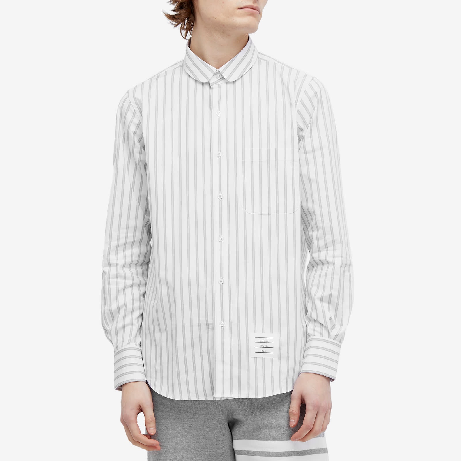 Thom Browne Round Collar Stripe Oxford Shirt - 2