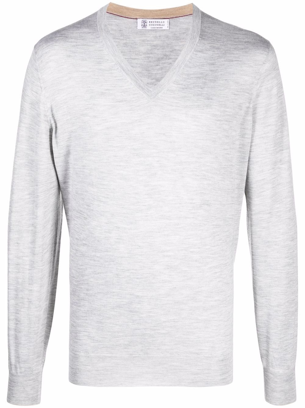 V-neck cashmere-silk jumper - 1