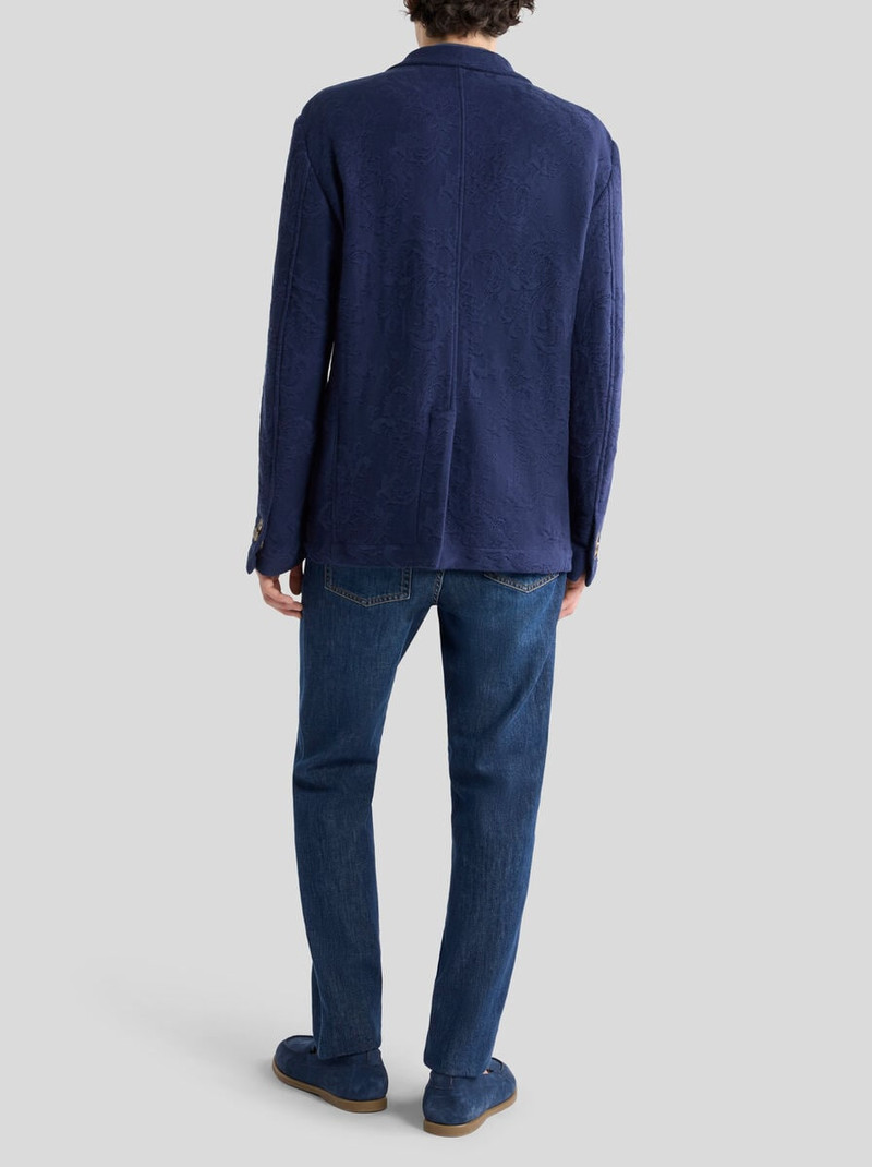 KNIT SINGLE-BREASTED COTTON JACQUARD JACKET WITH LEAFY MOTIF 4