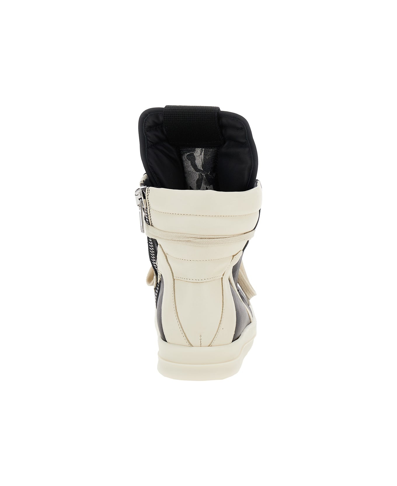 'geo-basket' Black Anche White High-top Sneakers With Contrasting Details In Leather Woman - 4