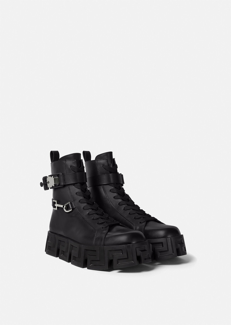 VERSACE Greca Labyrinth Leather Boots outlook
