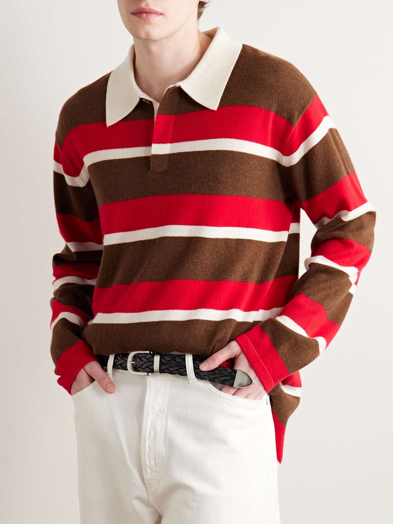 3cm Logo-Debossed Woven Leather Belt - 3