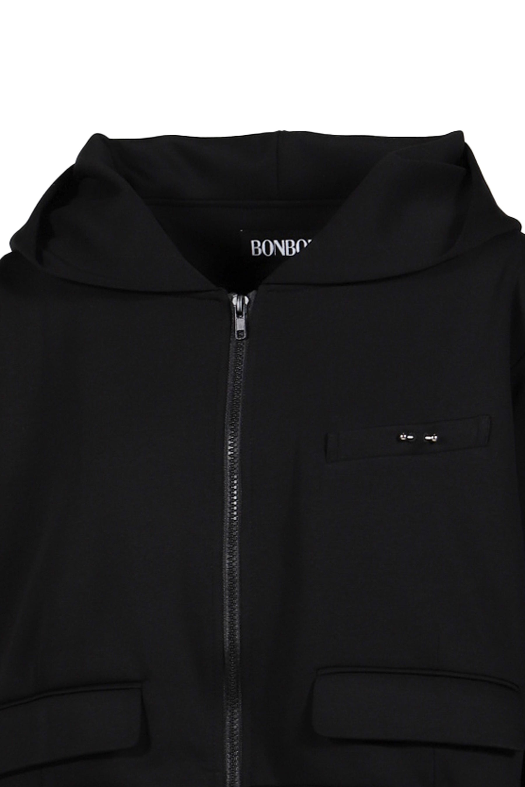 TAILORED CROP HOOD ZIP-UP / BLK - 4