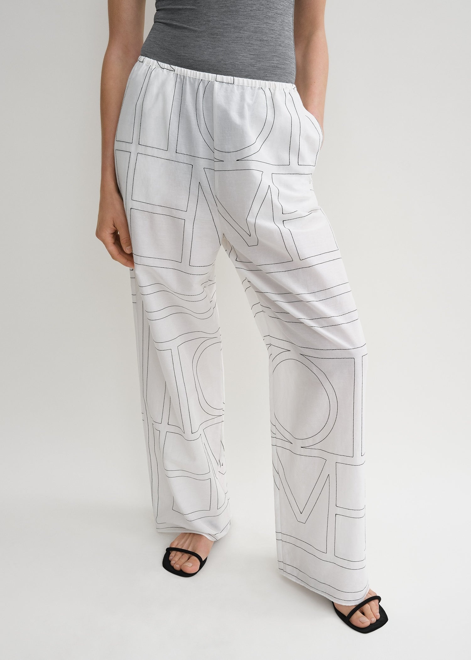 Monogram cotton pj bottoms white/black - 5