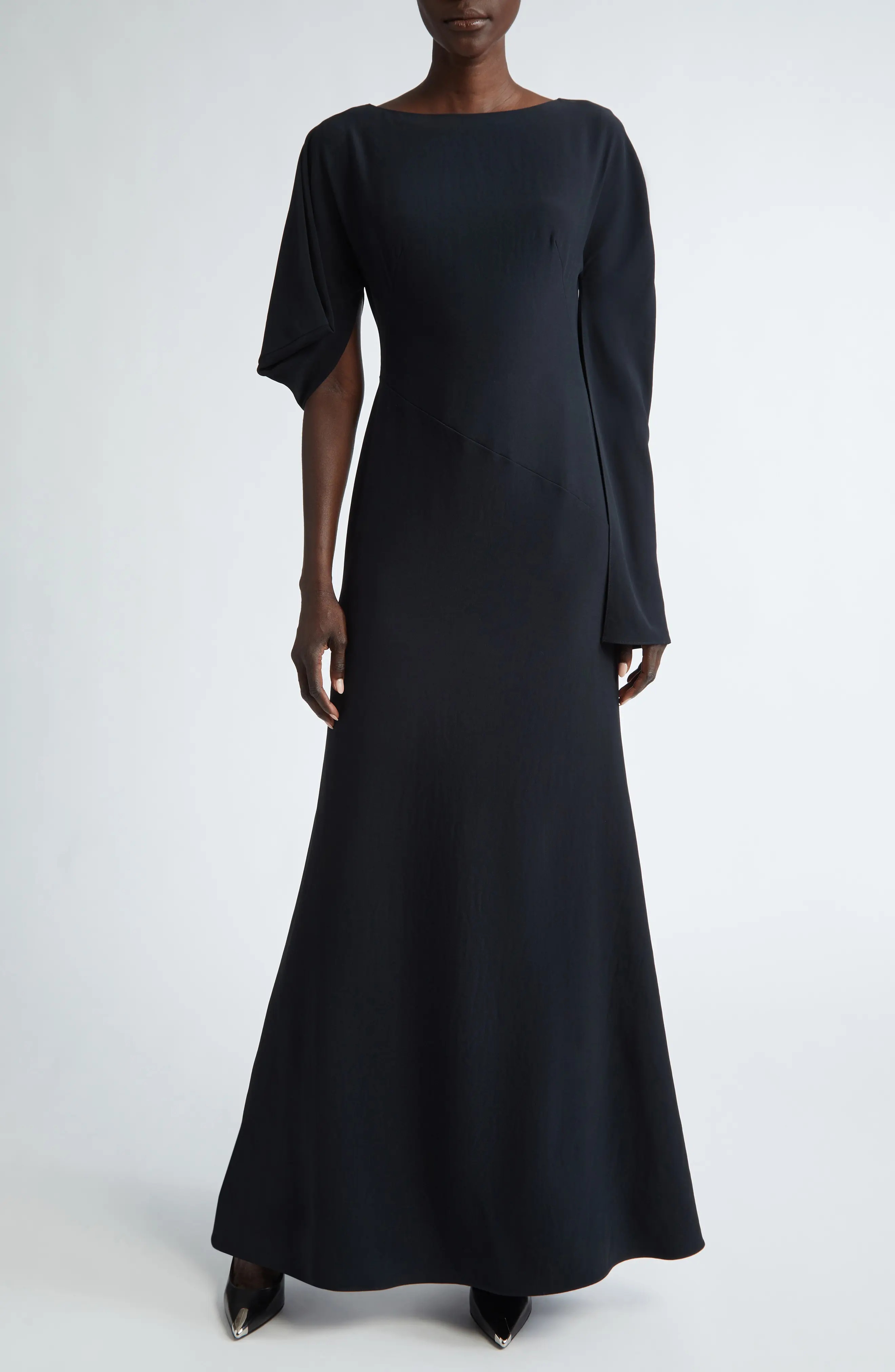 Asymmetric Sleeve Gown - 1