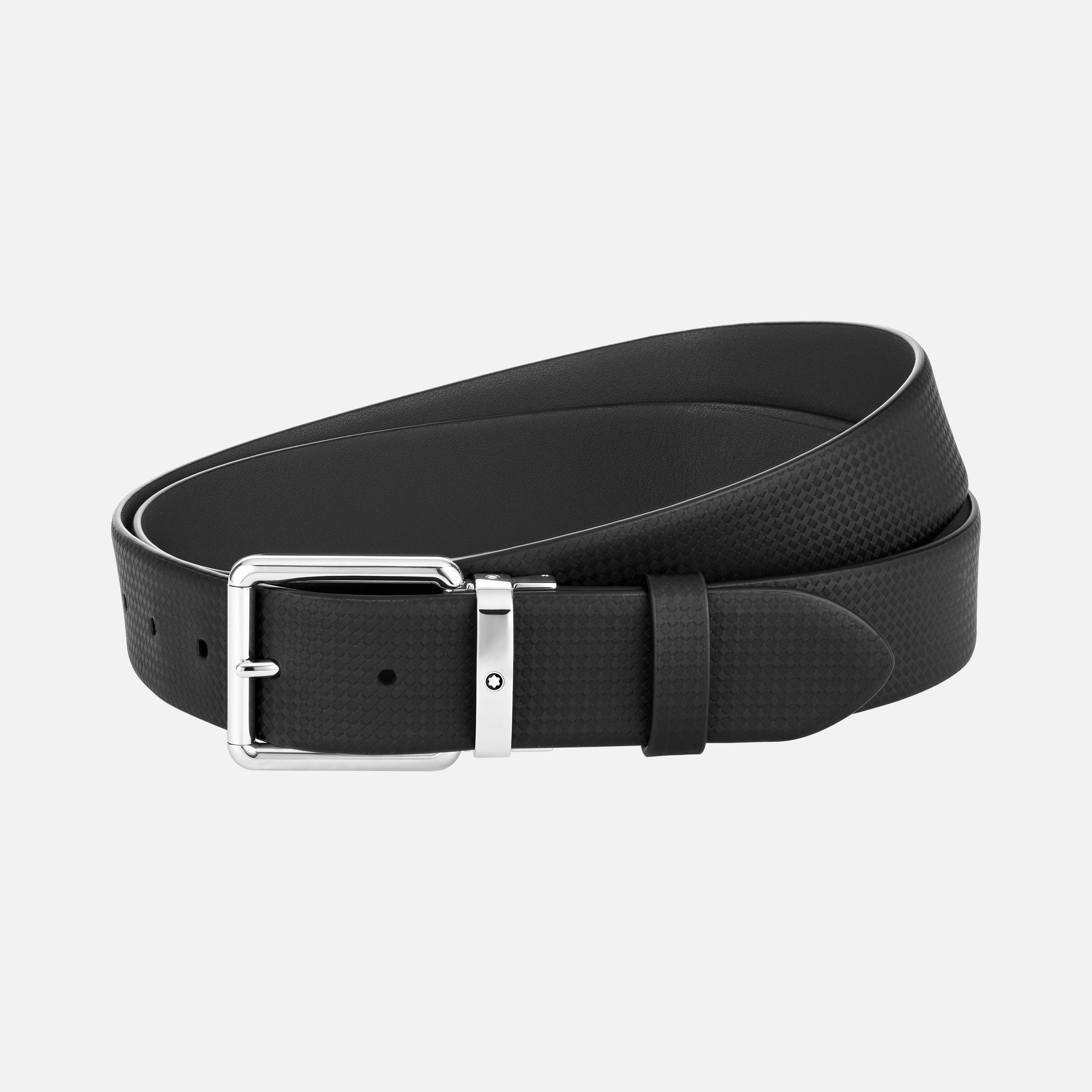 Black/grey 35 mm reversible leather belt - 1