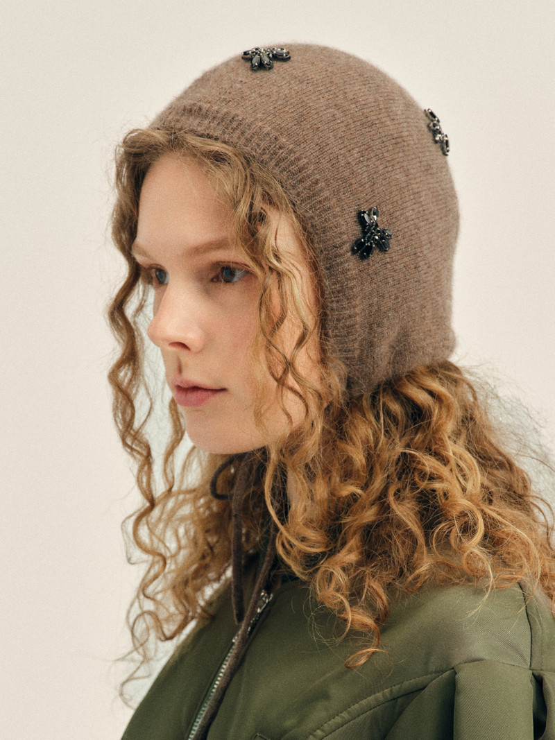 Simone Rocha Turbo Embellished Cashmere Bonnet outlook