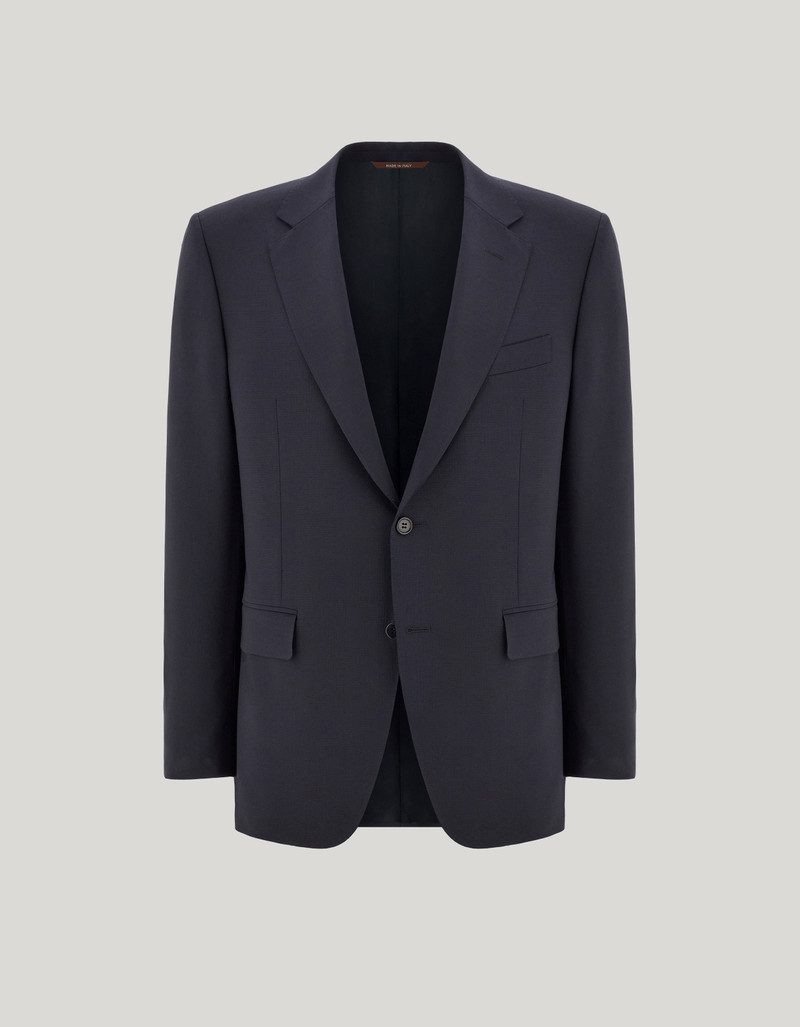 NAVY BLUE TRICOT-EFFECT COTTON JERSEY JACKET 141