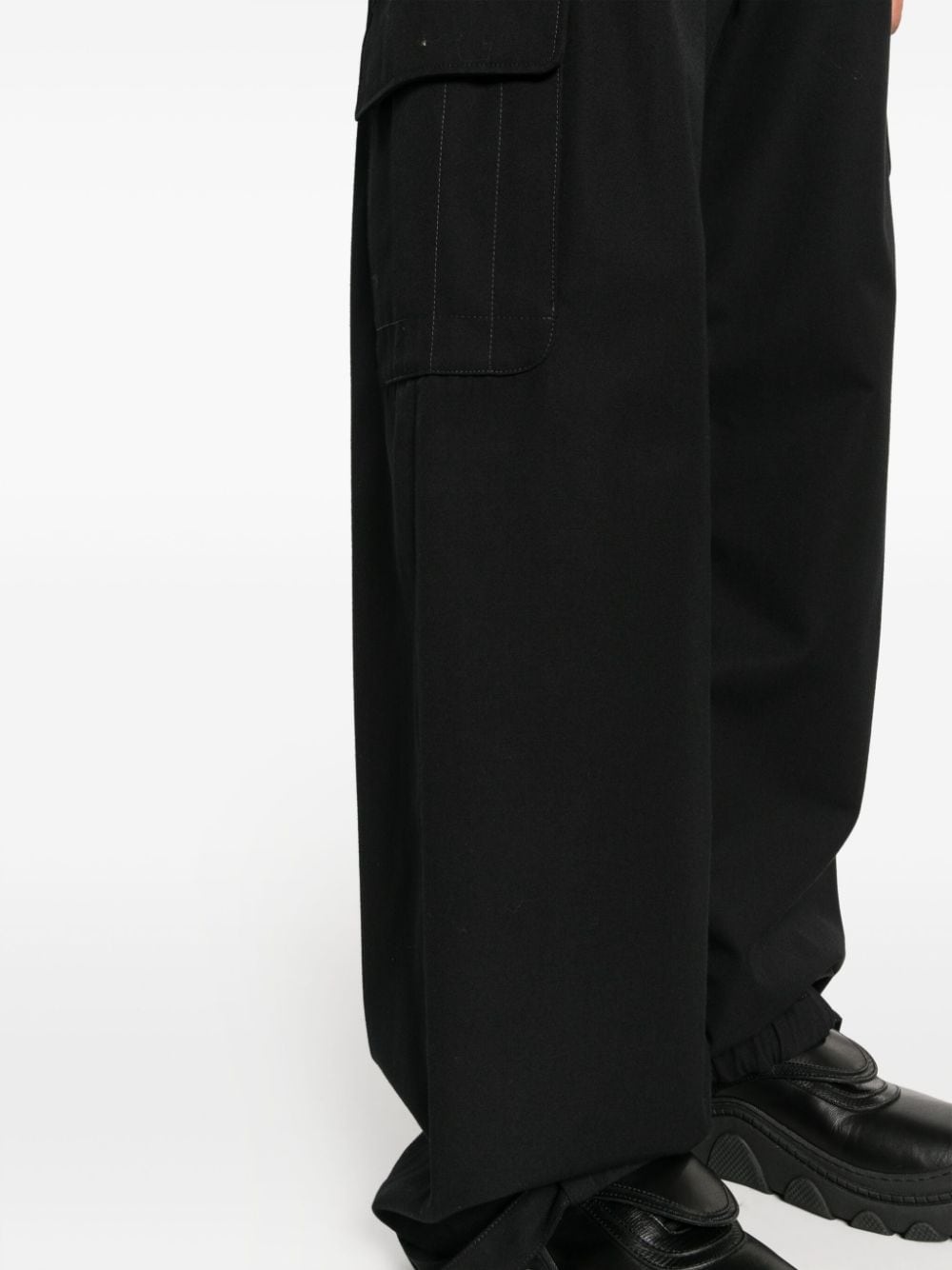 wide-leg wool-blend trousers - 5