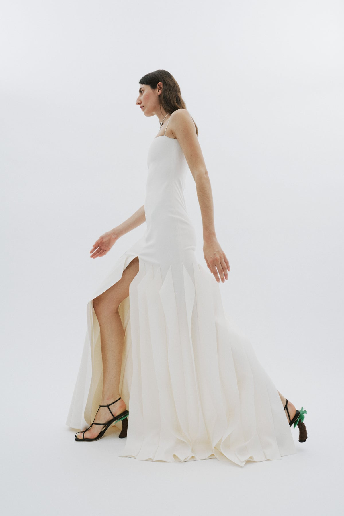 FULL LENGTH LIP CHOKER DRESS IVORY - 12