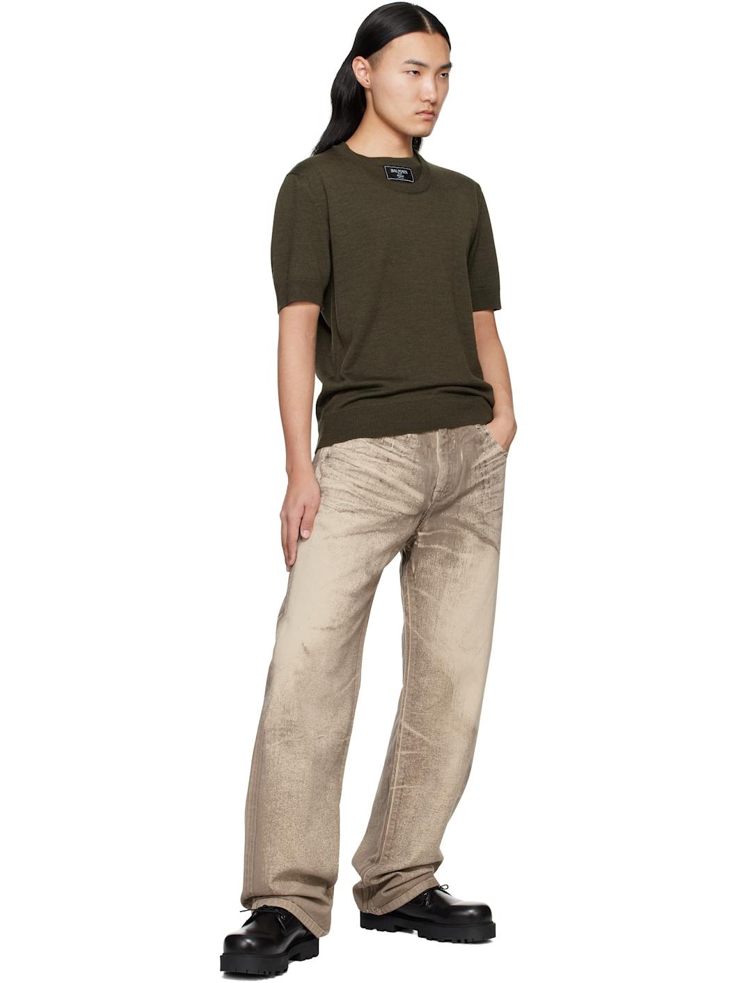 Green Knit Two Collar T-shirt - 4