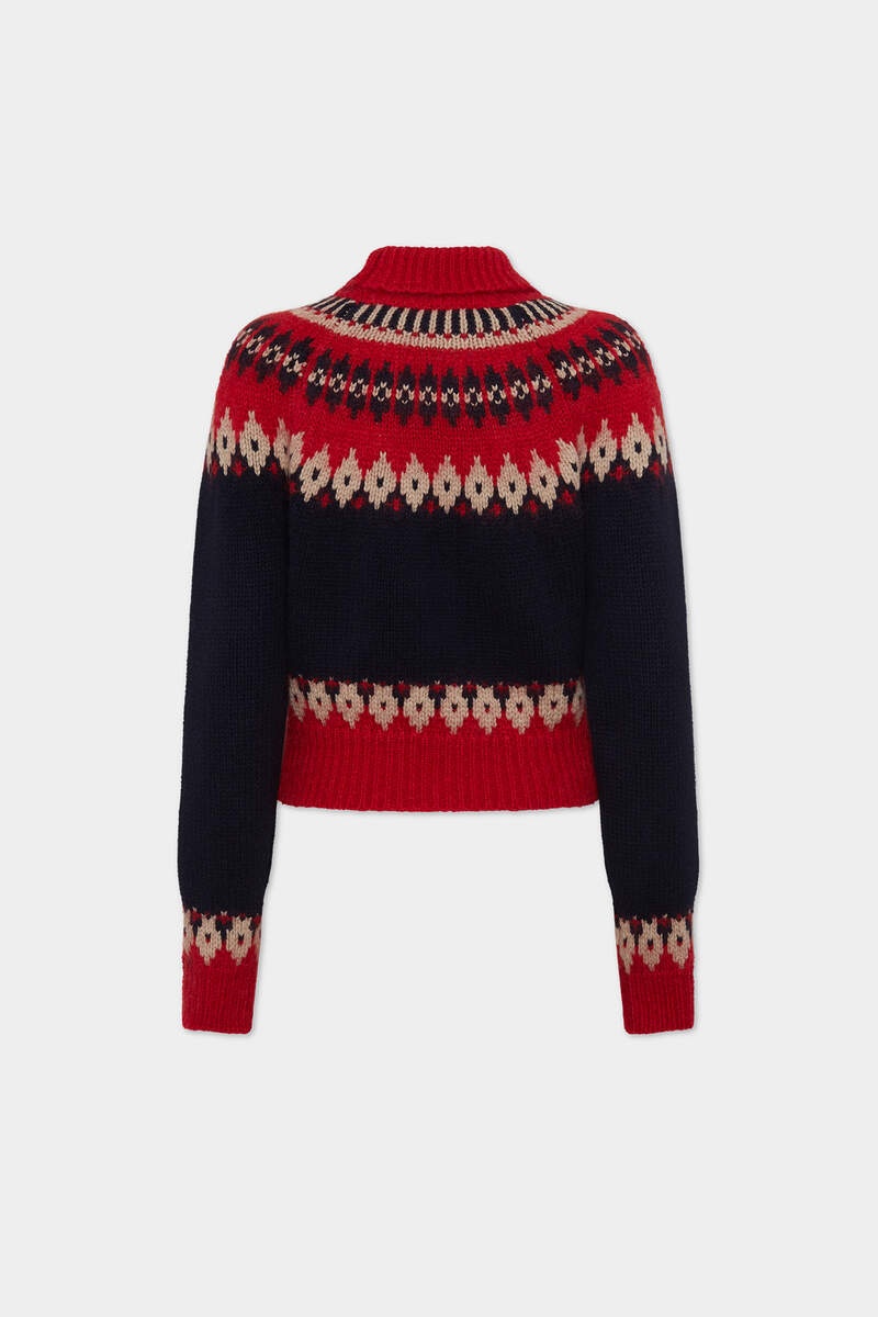 WOOL MOHAIR JACQUARDED TURTLENECK KNIT JUMPER - 2