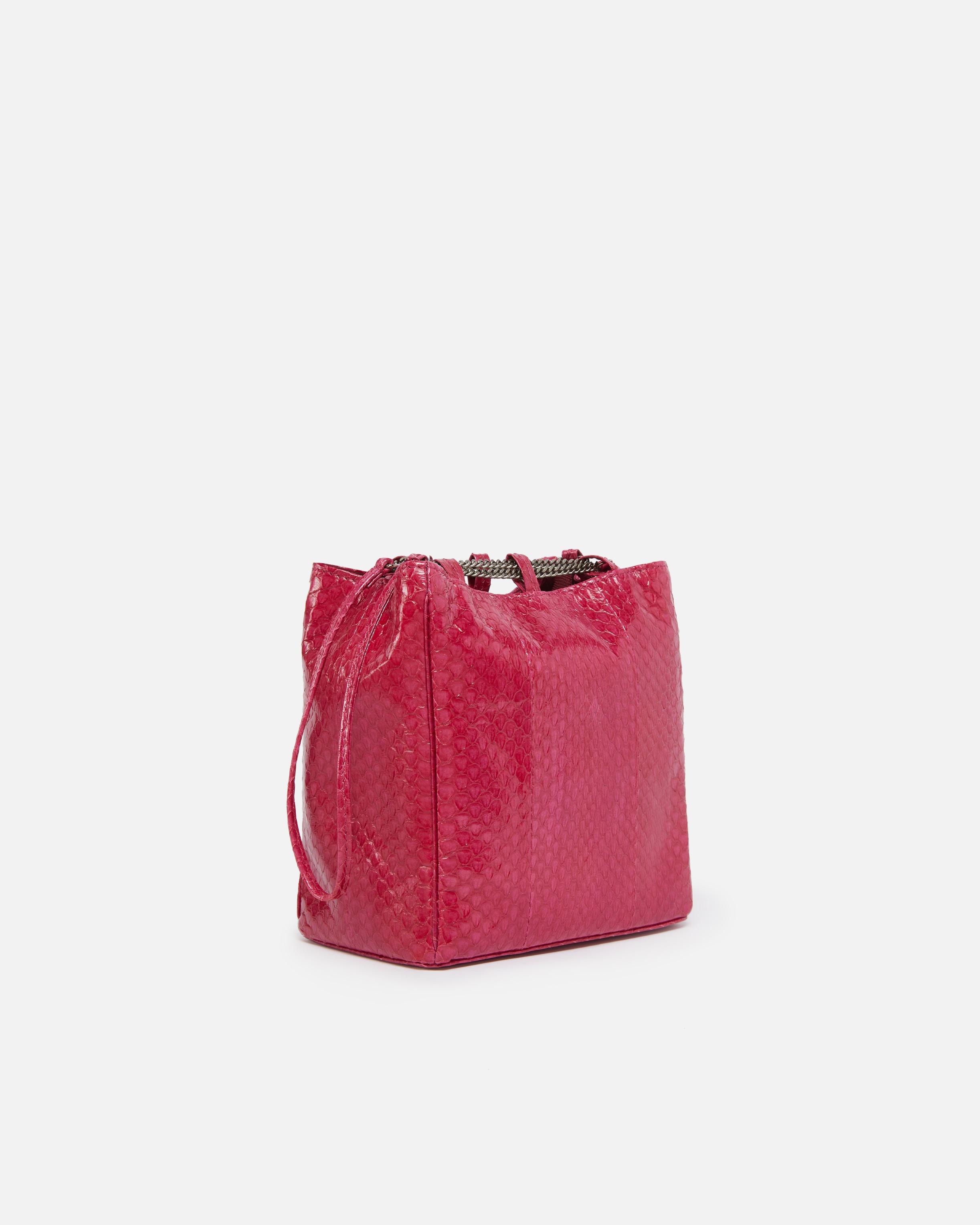 PINKO GALLERIA MINI BUCKET BAG IN SHINY REPTILE SKIN - 2