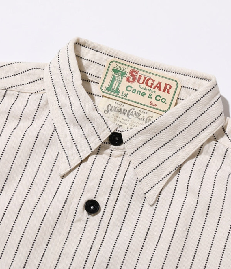 SUGAR CANE SC27076 Fiction Romance 8.5oz White Wabash Stripe Work Shirt outlook
