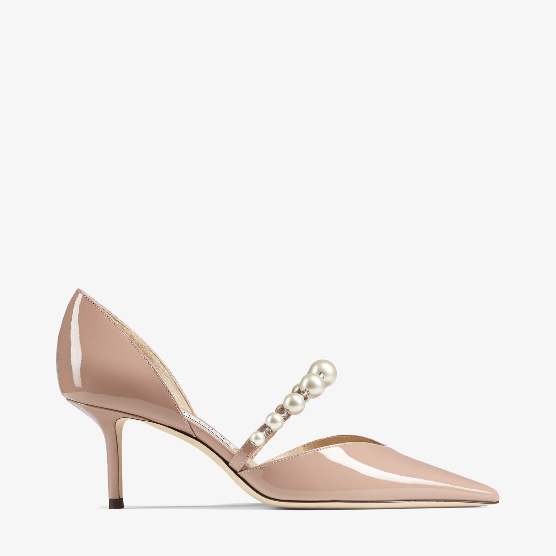 Aurelie 65
Ballet Pink Patent Leather Pointed Pumps with Pearl Embellishment - 1