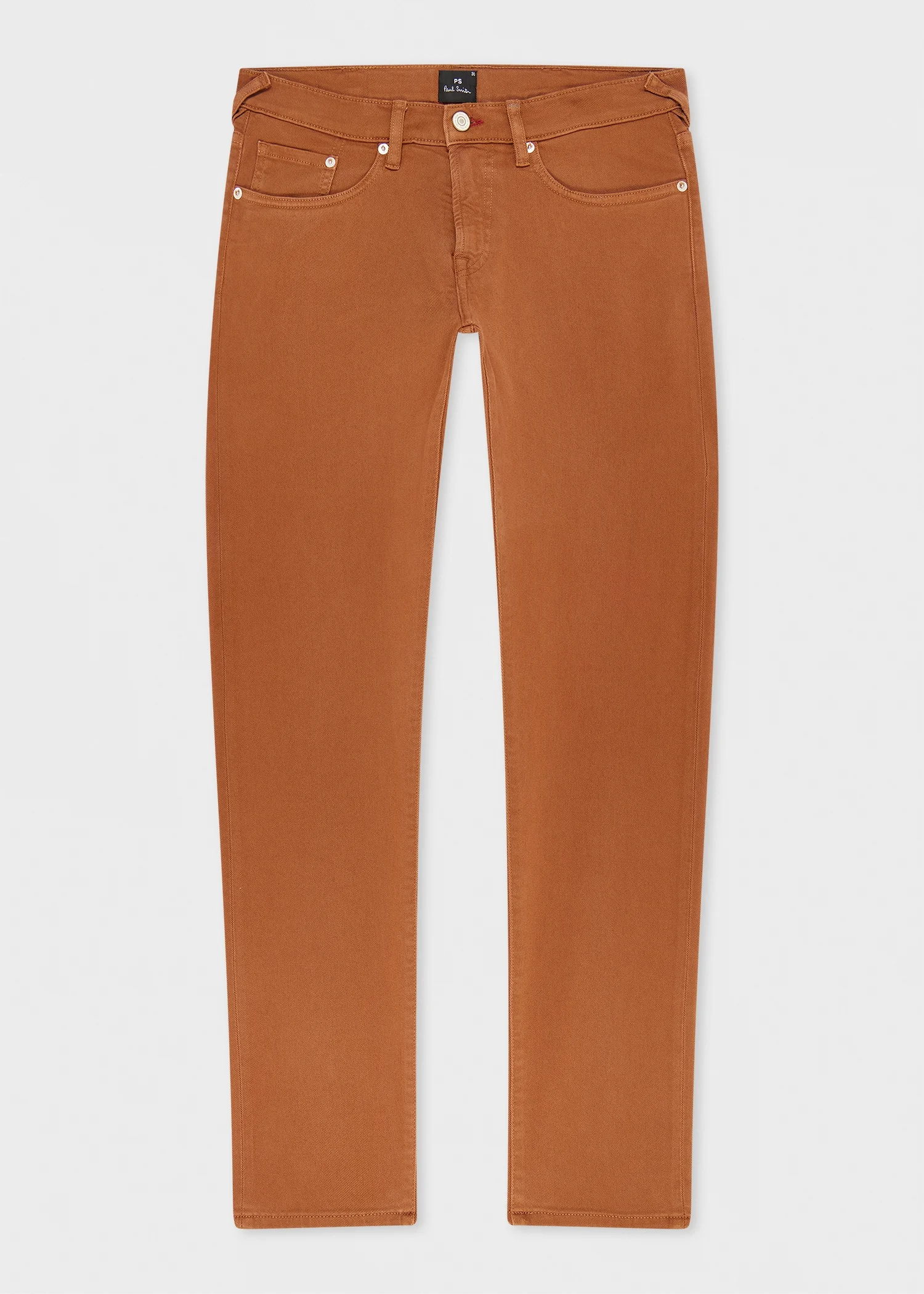 Tapered-Fit Rust Garment-Dyed Organic Cotton-Stretch Jeans - 1